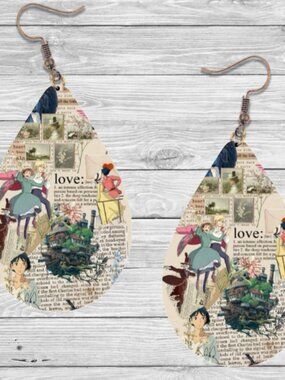 Howl's Moving Castle Earrings: Anime Wooden Teardrop Hypoallergenic Earrings